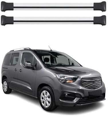 OMAC Dachträger für Opel Combo E 2019-2026 Aluminium 2 Stangen Silber | TÜV/DIN 75302:2019 geprüft, bis 75 kg Traglast, Querträger, Grundträger