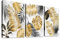 3 Panels Mit Rahmen Marmor Goldenen Blättern Leinwand Bilder Grau Gold Bild auf Leinwand Malerei Poster Kunstdruck Wandbilder Wohnzimmer Schlafzimmer Badezimmer Dekorationen 120x60cm (16x24x3pcs)