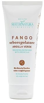Maternatura, Sebo-Regulierende Grüne Tonerde Haarmaske, Entgiftende Kopfhautbehandlung vor dem Shampoo, Bio Beauty-Routine für Fettige Haut und Haare, Bio, Made in Italy - 100 ml
