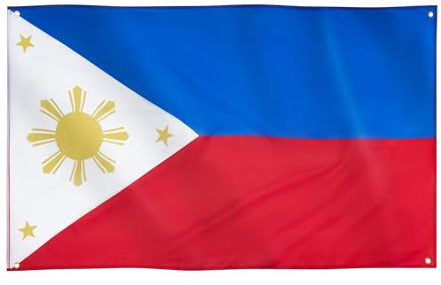 Runesol Bandera de Filipinas, 91x152cm, 3ft x 5ft, 4 Ojales, Ojal en Cada Esquina, Bandera Filipina, Bandera Nacional de Filipinas, Pambansang Watawat Ng Pilipinas, Exterior, Año Nuevo chino