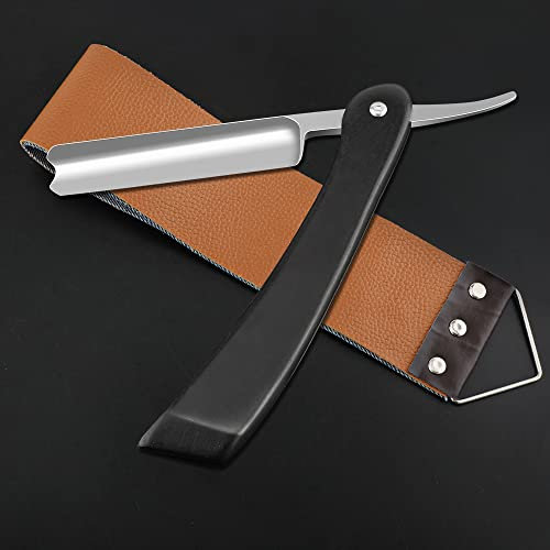 M&LD Kit Rasoir, Le Rasoir Homme, Rasoir Coupe Choux, Rasoir en Acier Inoxydable, Professionnel Rasoir de Barbier Avec Ceinture en Toile de Cuir, Rasoir de Salon ou de Maison, Cadeau pour Homme