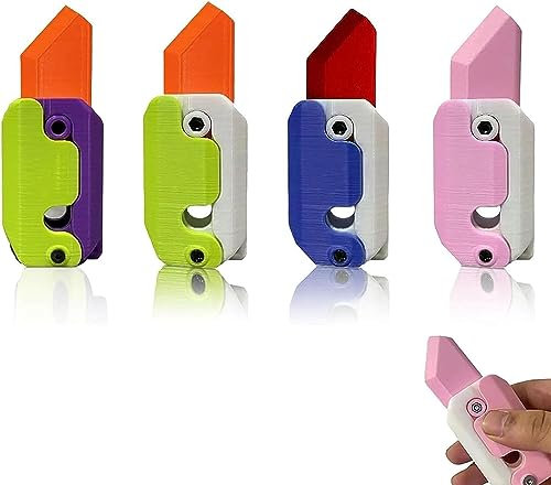Hekasvm Fidget Toys Knife, 3D-Gedruckter Messer Sensorisches Spielzeug, Anti Stress Spielzeug, Faltbar Stressabbau Toy Für Wutabbau, Autismus, Jugendliche, Erwachsene, Reisen (4 Stück)