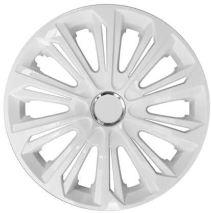 Luckyberg Radkappen 15 Zoll Strong | Radzierblenden 4er-Set für die meisten Automarken und Stahlfelgen, Zierkappen in vielen Farben. Felgenabdeckung für Autofelgen. (15 - Weiss LACKIERT)