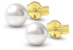 Amberta Allure Damen Ohrstecker mit Perle aus 9K Gold