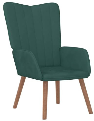 vidaXL Relaxsessel, Sessel mit Stahlrahmen Holzbeinen, Relaxstuhl Polsterstuhl mit Armlehne, Fernsehsessel Polstersessel Wohnzimmer, Modern, Dunkelgrün Samt