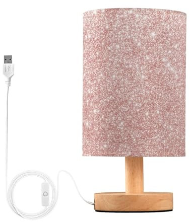 GuoChe Bedside Lamps Desk Led Lamp Small Rose Gold Glitter Table Lamp for Girls Patio