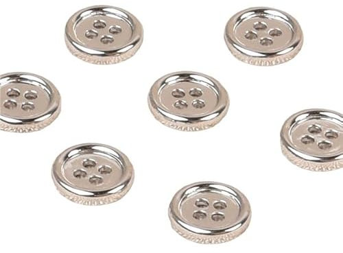 MYMERCERIE 6 Knöpfe aus Legierung, 4 Löcher, 10 mm, silberfarben