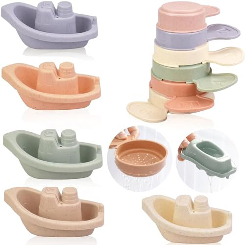 Baby Bath Toys - Boat Shaped for 1-3 Year Old Boys & Girls - Age 6M+ - Perfect Birthday Gifts