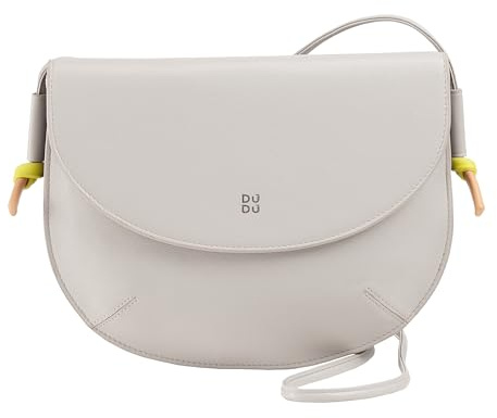 DUDU Damen Umhängetasche mit Echtleder Klappe, Kleine Umhängetasche mit Magnetknopf Klappe, Tasche Perla