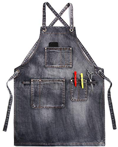 Arbeitsschürze mit Taschen, Arbeitsschürze aus gewachstem Segeltuch, Tischlerschürze, robuste Werkstatt-Schweißschürze, wasserabweisende Werkzeugschürze (Farbe: Blau, Größe: X-Large) ( Color : Blue ,