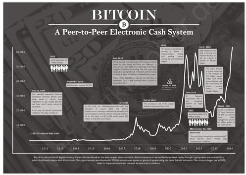 MrTKBooker Poster Bitcoin historischer Chart Schwarz A2 (59,4x42 cm)