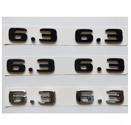 LAZIRO Brillantes Chrom, matt, glänzend, Schwarz, Nummer 6,3, Embleme, passend for Mercedes Benz AMG W207 W211 W212 W203 W204 W205 C63 E63 (Size : Matte Black)