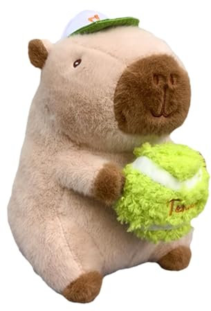Paodduk Gefülltes Wasserschwein-Plüschtier,Gefülltes Wasserschwein | Niedliche Capybara-Plüschpuppe im Tennis-St - 25 cm großes Capybara-Plüschtier, lustiges Stofftier mit Tennisball für die