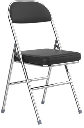 PIPIPOXER 1er Set PU Klappstühle, Platzsparend Faltstuhl Schreibtischstuhl für Zuhause Büro, Gepolstert Gäste Stuhl 150 kg belastbar, Kunstleder Klappstuhl, Schwarz