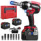 Huhomco High Torque Impact Wrench Set 1300Nm Cordless with 2PCs 4000mAH Battery and Charger, 1/2 Battery Power Impact Gun for Cars