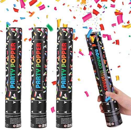 LYPPUL Konfettikanonen, 4 Stück Party Popper, Konfetti Shooter, Konfettikanone xxl, 5-8m Effekthöhe, Biologisch Abbaubares Konfetti Partykanonen für Hochzeit, Geburtstag, Babyparty, Absolvent