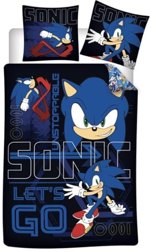 Bettwäsche Sonic Le'ts Go, wendbar, Bettbezug 140 x 200 cm + Kissenbezug 65 x 65 cm, Polyester-Baumwolle