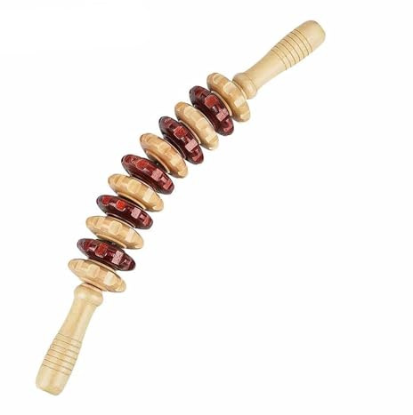 Gebogener Massageroller, Massagegerät, gebogen, Holzroller, Muskelmassagestab, Holztherapie-Werkzeuge (11 Rollen)