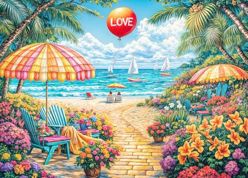 Summer Beach Jigsaw Puzzles for Adults 1000 Jigsaws Leisure Time at Beach 1000 Piece Jigsaw Puzzles for Adults