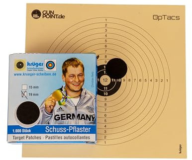 OpTacs Krüger Schusspflaster 1000 Stück Schwarz für Schießscheiben Luftgewehr Luftpistole Zielscheibe Klebepunkte Zielscheiben Aufkleber