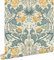 papier peint fleurs vintage de style art nouveau bleu et jaune 50 x 900 cm - ESTAhome