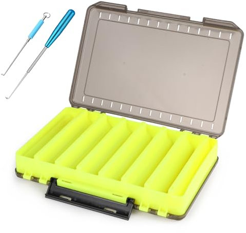 CYUaoao Köderbox Doppelseitig Angelbox Transparent Fischköder Box mit 2 Hackenlöser Köderboxen Angeln 27 x 19 x 4,5 cm Kunststoff Angelzubehör