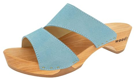 woody Damen Kate Clog Pantolette, Baby Blue, Größe 42