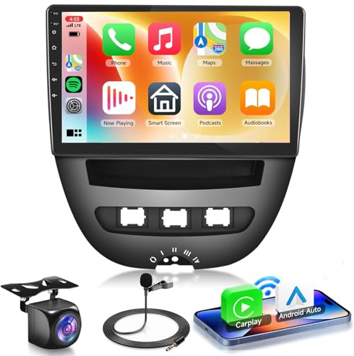 8 Kern 6G+128G Autoradio Android 13 für Peugeot 107/Citroen C1/Toyota Aygo 2004-2014, 10.1 Zoll HD IPS Touchscreen Auto Radio mit DSP Carplay Android Auto GPS Wi-Fi Bluetooth FM RDS Rückfahrkamera