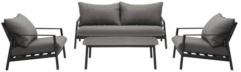 Generisch Gartenlounge 4-teilig - Grau - Aluminiumgestell - Olefin - mit Kissen