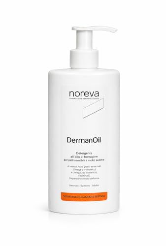 Dermana DermanOil 200 ml - olio detergente ultra delicato per pelle sensibile e secca a tendenza atopica, con Omega-3 e Omega-6, Vitamina A ed E, adatta a tutti, ideale anche per neonati