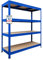 etm Weitspannregal 160 x 150 x 80 cm- mit Traglast bis zu 1500 kg, verwendbar als Schwerlastregal,Lagerregal,Kellerregal,Steckregal, Blau-Orange