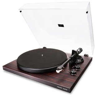 Argon Audio TT MK2 Turntable, Built-in Phono Pre-amp, Audio Technica Cartridge, Aluminium Tonearm, 33/45 RPM, Satin Mahogany