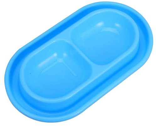 PENIKOKO Gamelle pour Chats Anti-Fourmis Double en Plastique Bleu Petit Format pour Alimentation Et Hydratation Extérieure Animaux Domestiques