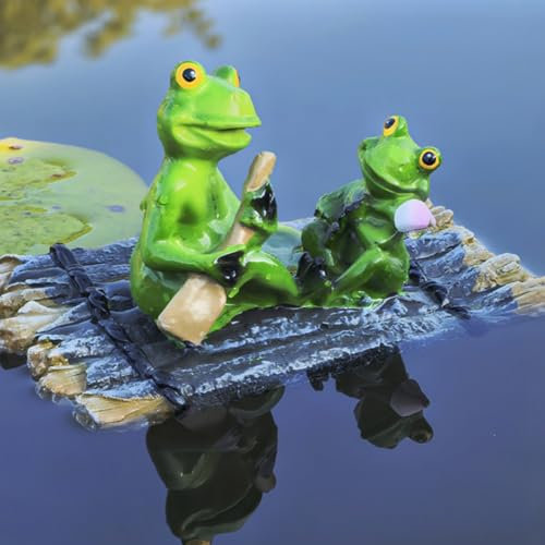 Vartegas Frosch Miniteich Deko, Schwimmende Teichdeko Miniteich, Mini Teich Deko Garten Figuren Frosch, Harz Fröschen Teichdeko für Draußen, Gartenteich Deko, für Garten Balkon Teiche Dekoration (D)