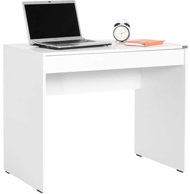 FWStyle White Compact Desk with Drawer Home Office Study Table 90cm