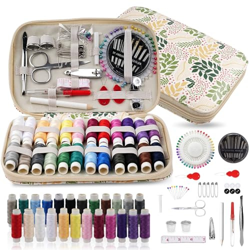 LetCart Nähset, 126-teiliges Nähzubehör und Zubehör, Enthält Schere, Nadeln, Maßband, Saumtrenner usw, Tragbare Tasche für Erwachsene, Anfänger, DIY, Zuhause, Reisen, Notfall (B)