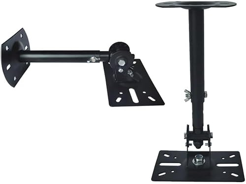 Yuarisx Speaker Wall Ceiling Mount Bracket w/Adjustable Swivel Tilt, Hold up to 66lbs, Retractable Telescopic Arm for Home Surround Sound System Bookshelf Satellite Speakers (2 Packs Black)
