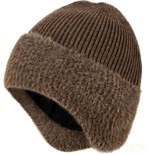 FiveMileBro Bonnet Tricoté avec Cache-Oreilles, Bonnet d'hiver Épais, Chaud avec Doublure Polaire pour Activités de Plein Air Hivernales, Convient à Homme et Femme
