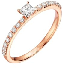 Tolldek Eheringe 14 Karat Rosegold Au585, Weiß 0.42ct Labor Erstellt Diamant Klassiker Trauringe Prinzessschliff, 585 Gold Partnerringe mit Moissanit Echt Gold Schmuck, Gr.58 (18.5)