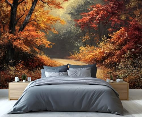 YXQAIED Papier peint forêt d'automne, paysage naturel, papier peint pour chambre à coucher, peintures murales 3D pour salon, décoration d'intérieur et non autocollant, 300 x 210 cm