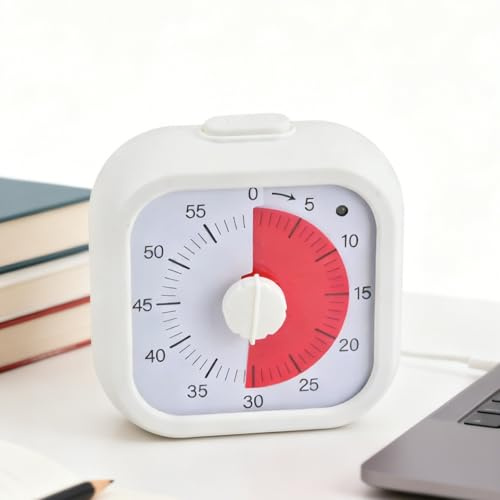 Litinliv Cronómetro Visual Infantil 60 Minutos con Cuenta Regresiva - Temporizador de Gestión del Tiempo para Niños, Ideal para Aula, Cocina y Oficina, Diseño Silencioso y Fácil de Usar