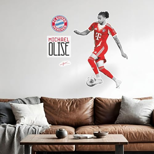 K&L Wall Art Michael Olise Wandsticker FC Bayern München Wandtattoo FCB Wandbild Fußball Bundesliga Spieler 2025/26