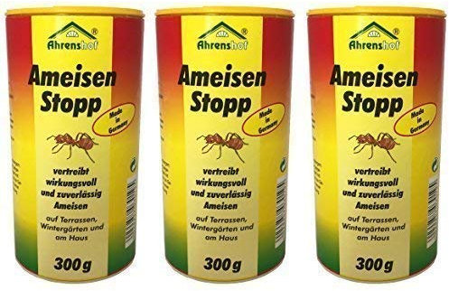 3 x 300g Ameisenstopp von Ahrenshof, Pulver gegen Ameisen, Ameisen-Stopp, Ameisenabwehr