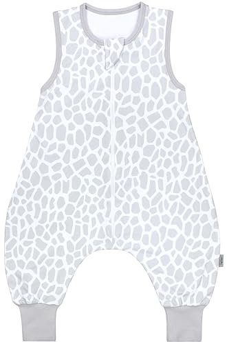 TupTam Sommerschlafsack Baby mit Füßen – Leichter Schlafsack Baby Sommer 0.5 TOG, OEKO-TEX, Farbe: Giraffe Grau, Größe: 92-98