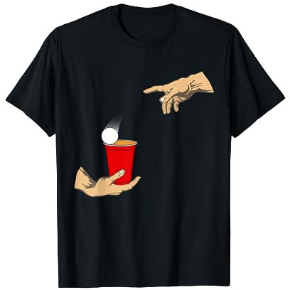 Beerpong Bierpong Erschaffung Adams Michelangelos Hände T-Shirt