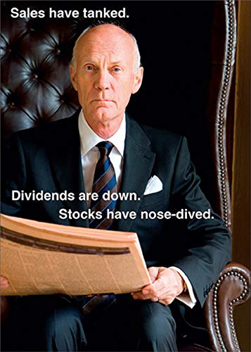 RSVP Businessman with Newspaper : Stocks Have Tanked Funny/Humorous Birthday Card,Kraft,5 x 7,GC-B2733