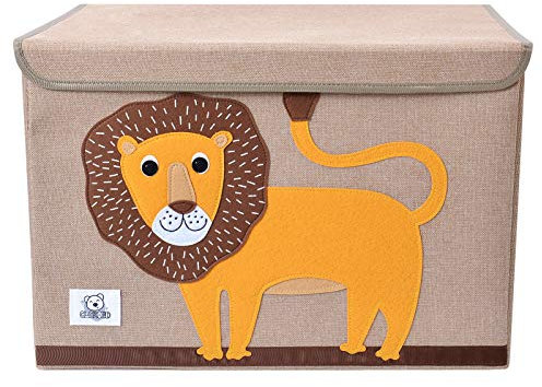 CLCROBD Foldable Kids Large Toy Chest with Flip-Top Lid, Collapsible Fabric Animal Toy Storage Organizer/Bin/Box/Basket/Trunk for Toddler, Children and Baby Nursery (Lion)