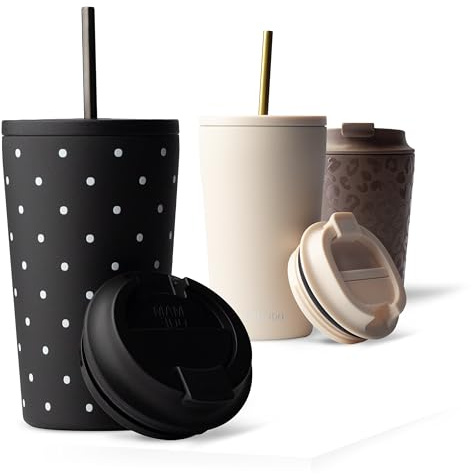 MAMEIDO Thermobecher mit Strohhalm 470 ml (Midnight Muse)