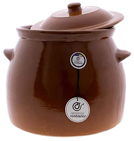 CERÁMICA RAMBLEÑA | Olla barro refractario | fuego directo | Olla cerámica tradicional para pucheros y guisos | 10 litros