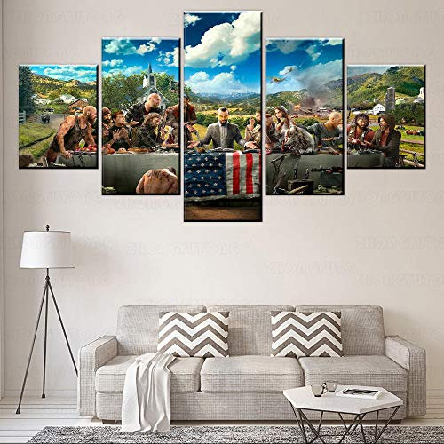 yuanjun Wanddekoration Design Wandbild 5 Teilig Premium Poster Stilvolles Set Mit Passenden Bilder Als Wohnzimmer Deko Bilderrahmen Leinwandbild Spiel Far Cry 5 Key Paintings
